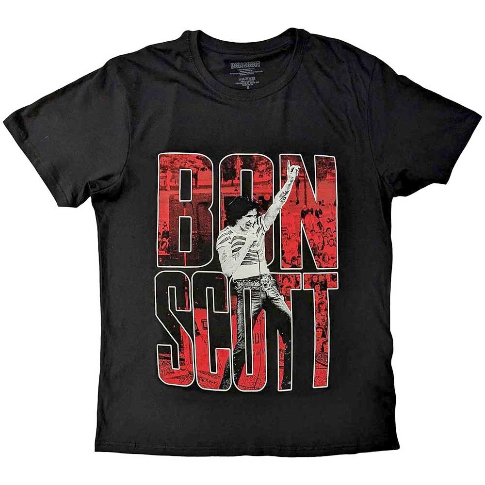 Bon Scott - Big Type Heren Tshirt - Zwart